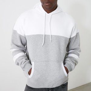 Nwt Men Gray Cotton Hooded Sweatshirt Large